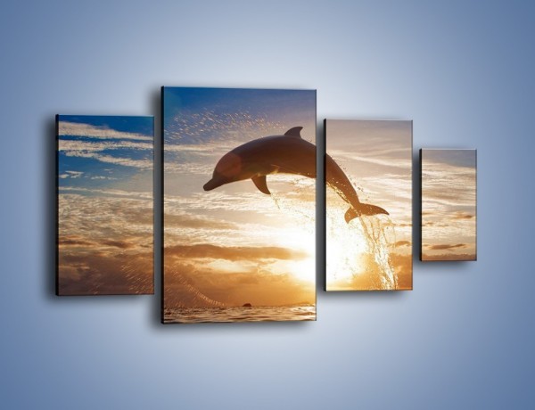 Obraz na płótnie – Z delfinem do nieba – czteroczęściowy Z074W4