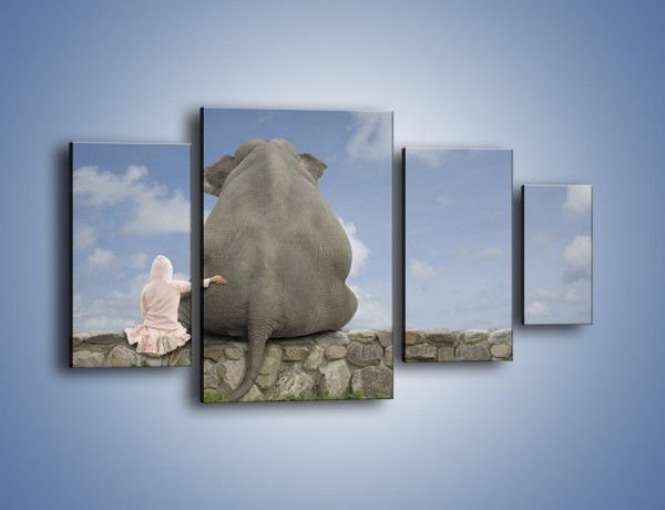 Obraz na płótnie – Przyjaźń ze słoniem na zawsze – czteroczęściowy Z121W4