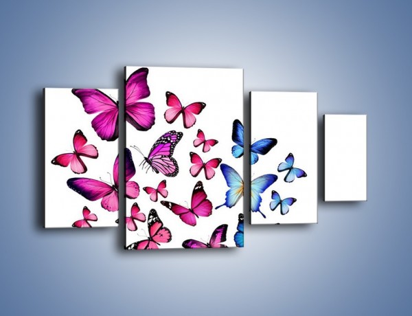 Obraz na płótnie – Rodzina kolorowych motyli – czteroczęściowy Z235W4