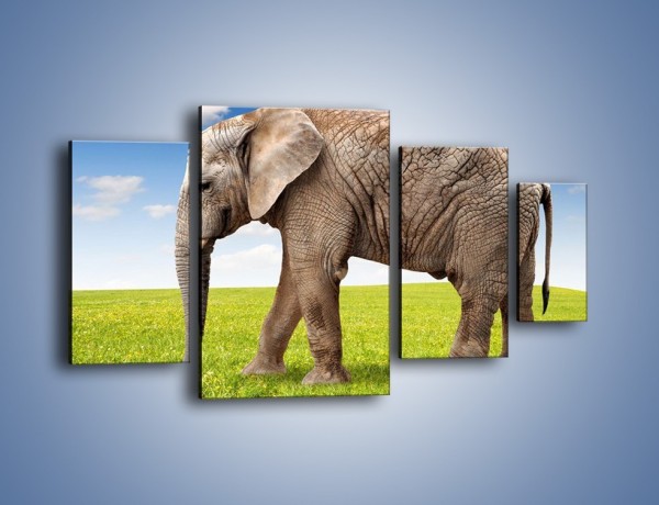 Obraz na płótnie – Odbicie słonia w wodnym lustrze – czteroczęściowy Z245W4