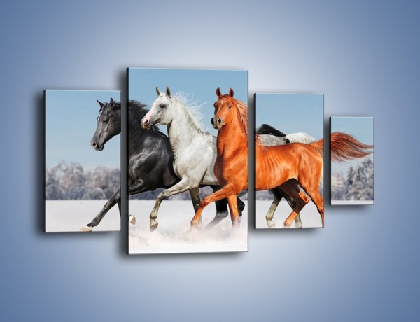 Obraz na płótnie – Konie w kolorach – czteroczęściowy Z261W4