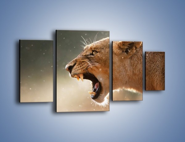 Obraz na płótnie – Ostrzeżenie lwiej samicy – czteroczęściowy Z299W4