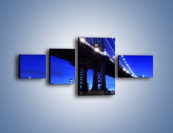 Obraz na płótnie – Oświetlony most wieczorem – czteroczęściowy AM003W5