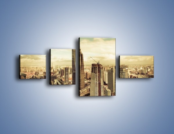 Obraz na płótnie – Panorama miasta w ciągu dnia – czteroczęściowy AM128W5