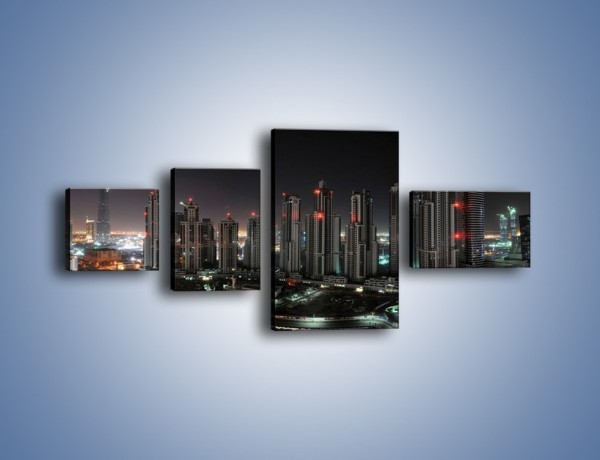 Obraz na płótnie – Panorama Dubaju nocą – czteroczęściowy AM185W5
