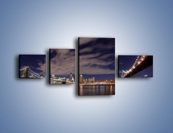 Obraz na płótnie – Rozświetlone nowojorskie mosty – czteroczęściowy AM204W5