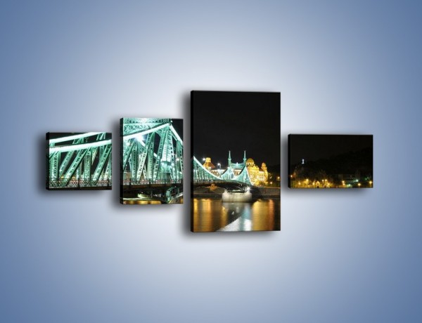 Obraz na płótnie – Oświetlony most w nocy – czteroczęściowy AM208W5