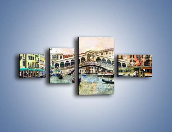 Obraz na płótnie – Wenecja w stylu vintage – czteroczęściowy AM239W5