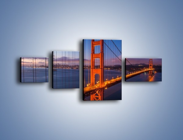 Obraz na płótnie – Rozświetlony most Golden Gate – czteroczęściowy AM360W5