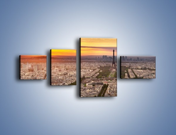 Obraz na płótnie – Zachód słońca nad Paryżem – czteroczęściowy AM420W5
