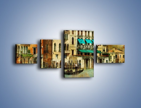 Obraz na płótnie – Weneckie domy w stylu vintage – czteroczęściowy AM459W5