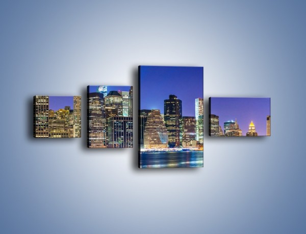 Obraz na płótnie – Kolorowa panorama Nowego Yorku – czteroczęściowy AM479W5