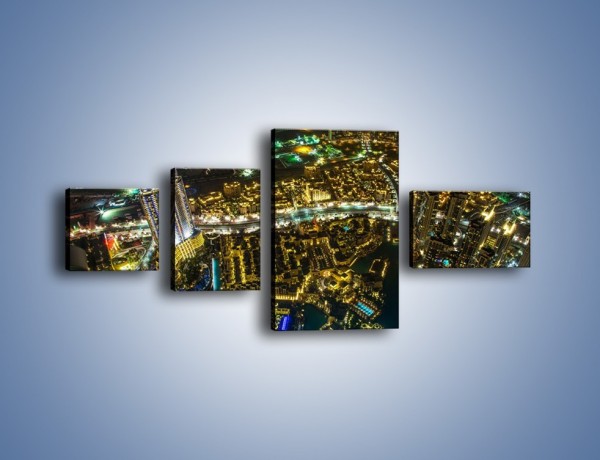 Obraz na płótnie – Dubaj nocą z lotu ptaka – czteroczęściowy AM507W5