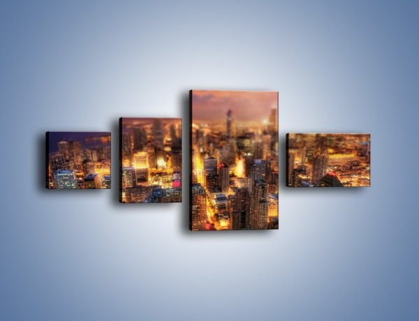 Obraz na płótnie – Rozmyta panorama Chicago – czteroczęściowy AM562W5