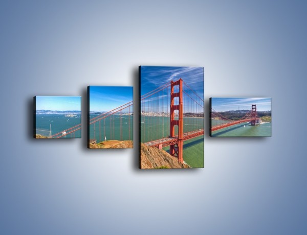 Obraz na płótnie – Most Golden Gate o poranku – czteroczęściowy AM600W5