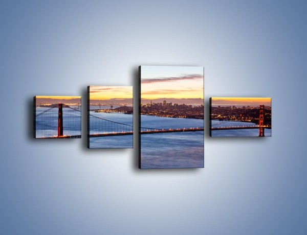 Obraz na płótnie – Most Golden Gate o zachodzie słońca – czteroczęściowy AM608W5