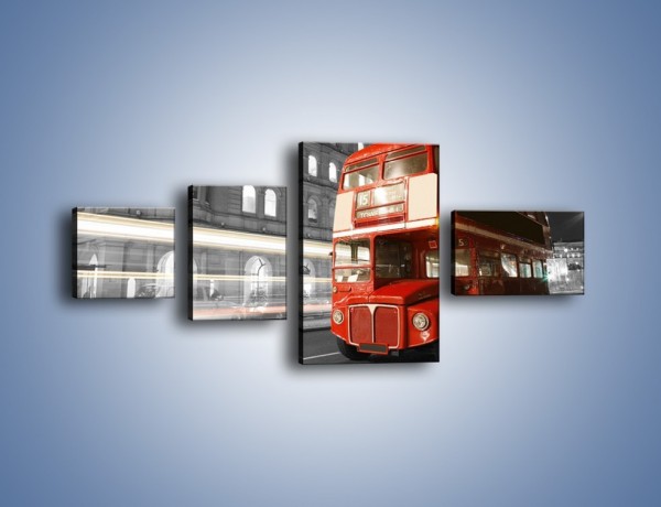 Obraz na płótnie – Czerwony autobus w Londynie – czteroczęściowy AM634W5