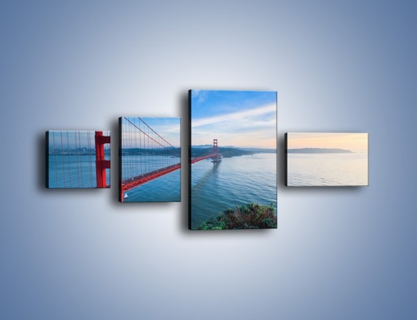 Obraz na płótnie – Most Golden Gate wczesnym rankiem – czteroczęściowy AM636W5