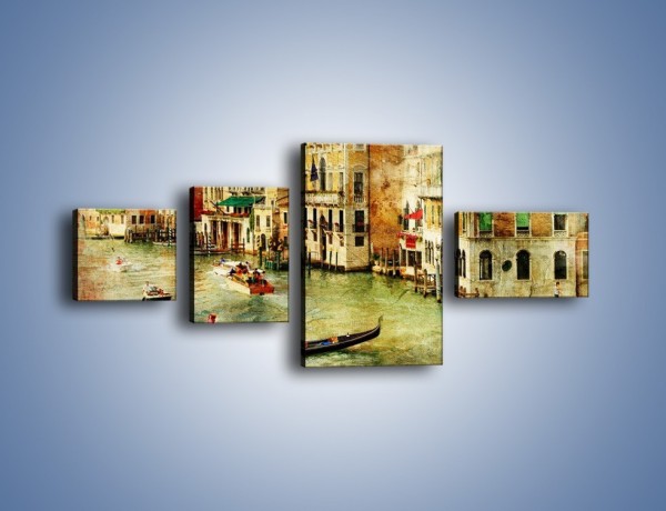 Obraz na płótnie – Weneckie Canal Grande w stylu vintage – czteroczęściowy AM643W5