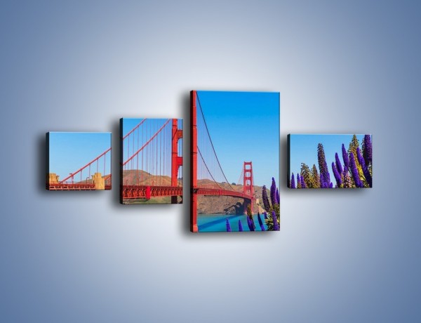 Obraz na płótnie – Golden Gate pod błękitnym niebem – czteroczęściowy AM644W5