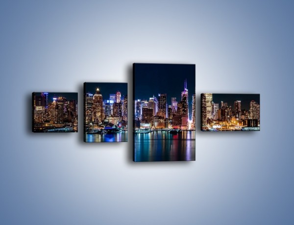 Obraz na płótnie – Nocna panorama Nowego Yorku – czteroczęściowy AM658W5