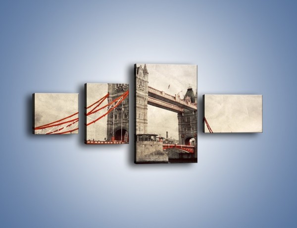 Obraz na płótnie – Tower Bridge w stylu vintage – czteroczęściowy AM668W5