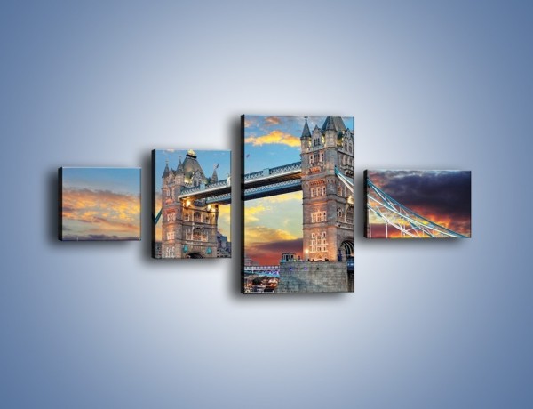 Obraz na płótnie – Tower Bridge o zachodzie słońca – czteroczęściowy AM669W5