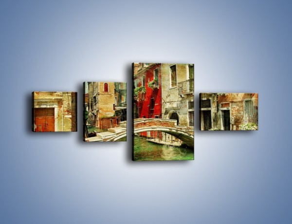 Obraz na płótnie – Mostek nad kanałem w Wenecji vintage – czteroczęściowy AM688W5