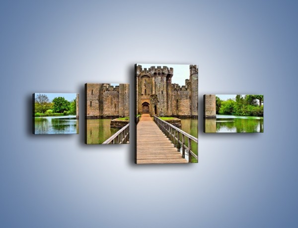 Obraz na płótnie – Zamek Bodiam w Wielkiej Brytanii – czteroczęściowy AM692W5