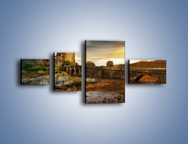 Obraz na płótnie – Zamek Eilean Donan w Szkocji – czteroczęściowy AM697W5