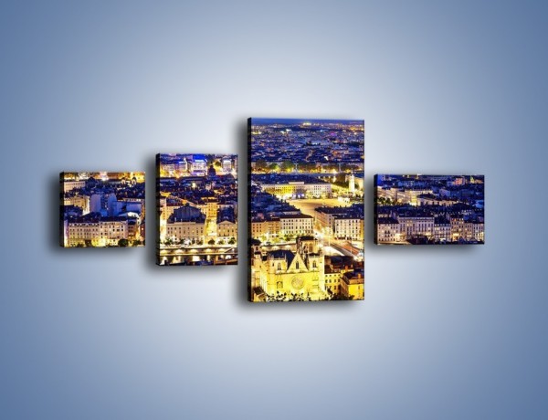Obraz na płótnie – Nocna panorama Lyonu – czteroczęściowy AM707W5