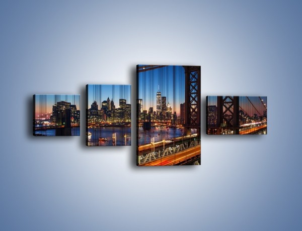 Obraz na płótnie – Nowojorskie mosty na tle Manhattanu – czteroczęściowy AM751W5