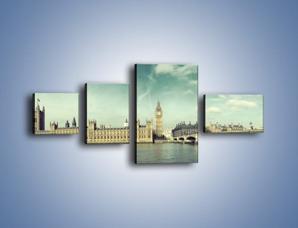 Obraz na płótnie – Panorama Pałacu Westminsterskiego – czteroczęściowy AM758W5