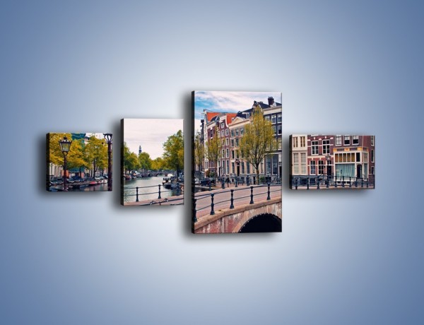 Obraz na płótnie – Kanał i most amsterdamski – czteroczęściowy AM759W5