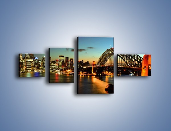 Obraz na płótnie – Panorama Sydney po zmroku – czteroczęściowy AM770W5