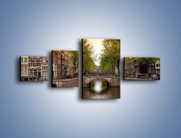 Obraz na płótnie – Amsterdamski kanał – czteroczęściowy AM800W5