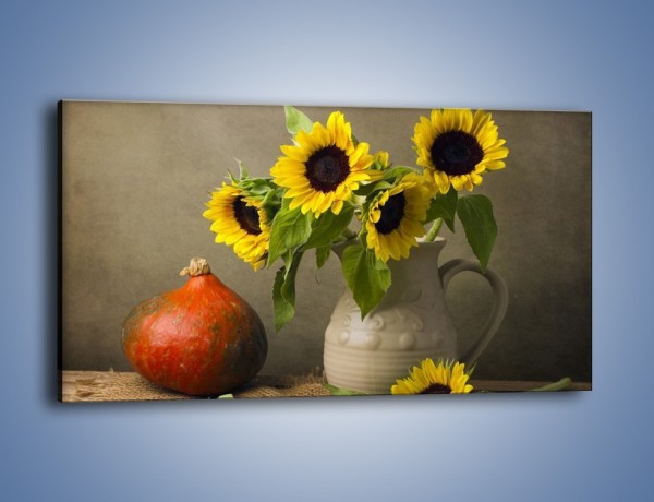 Obraz na płótnie – Słoneczniki w gospodzie wiejskiej – jednoczęściowy panoramiczny K419