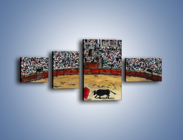 Obraz na płótnie – Walka torreadora z bykiem – czteroczęściowy GR040W5
