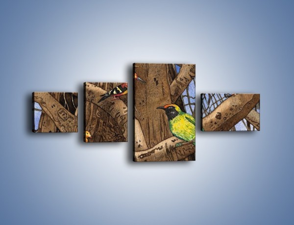 Obraz na płótnie – Mali przyjaciele na drzewie – czteroczęściowy GR050W5