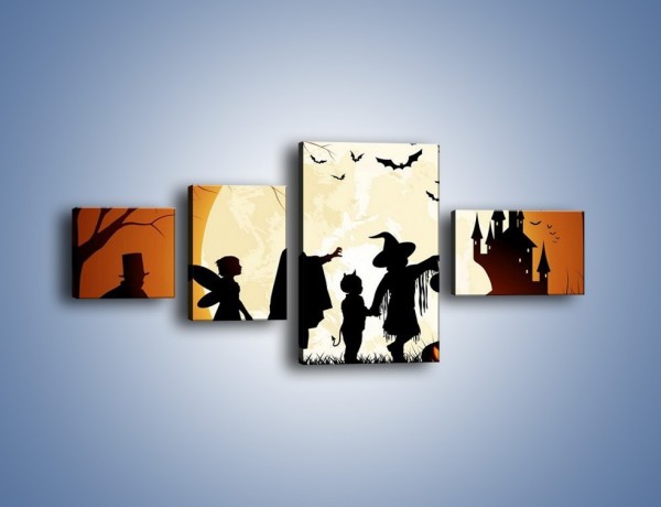 Obraz na płótnie – Mali bohaterowie w halloween – czteroczęściowy GR234W5