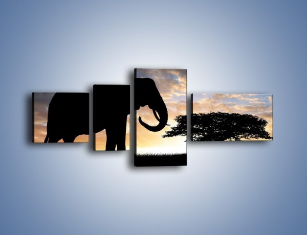 Obraz na płótnie – Samotność wśród słoni – czteroczęściowy GR317W5