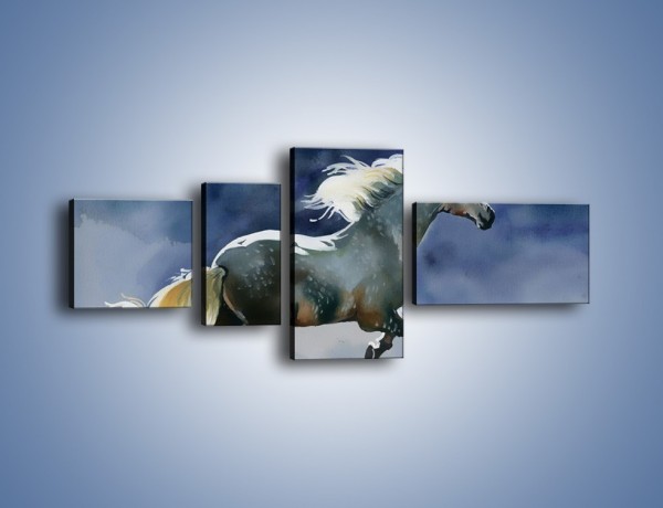 Obraz na płótnie – Bieg z koniem przez noc – czteroczęściowy GR339W5