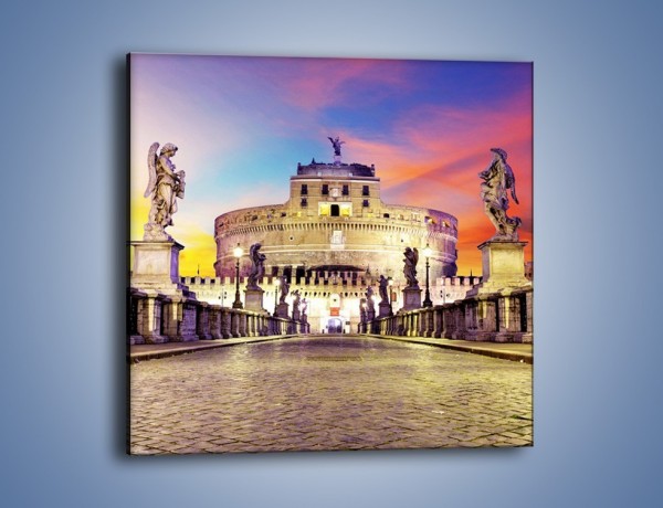 Obraz na płótnie – Zamek św. Anioła na tle kolorowego nieba – jednoczęściowy kwadratowy AM156