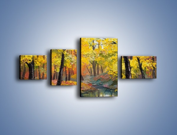 Obraz na płótnie – Jesienną pora w lesie – czteroczęściowy GR434W5