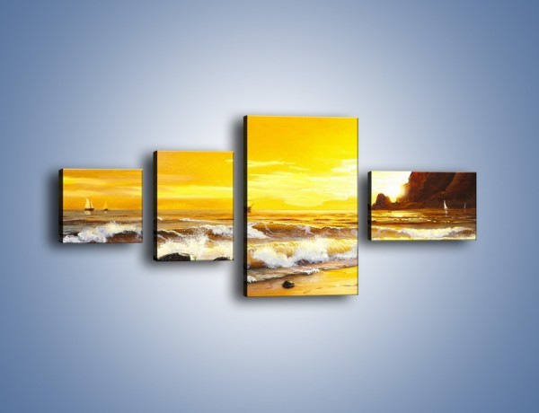Obraz na płótnie – Morski krajobraz w zachodzącym słońcu – czteroczęściowy GR476W5