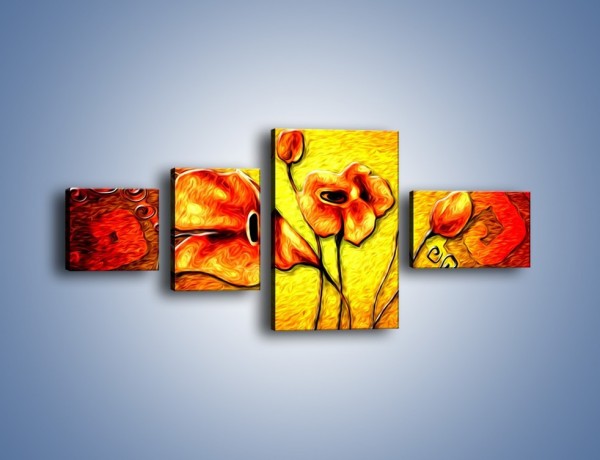 Obraz na płótnie – Kwiaty na płonącej tafli – czteroczęściowy GR558W5