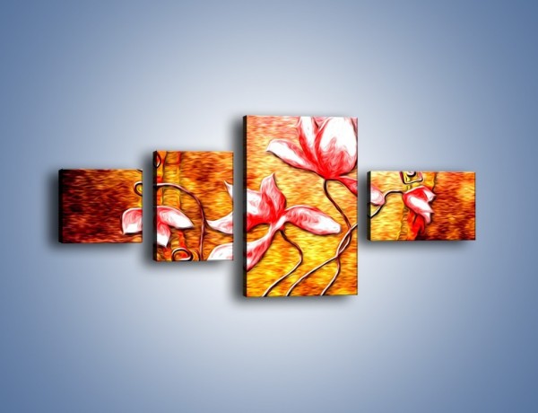 Obraz na płótnie – Kwiaty i ogień – czteroczęściowy GR565W5