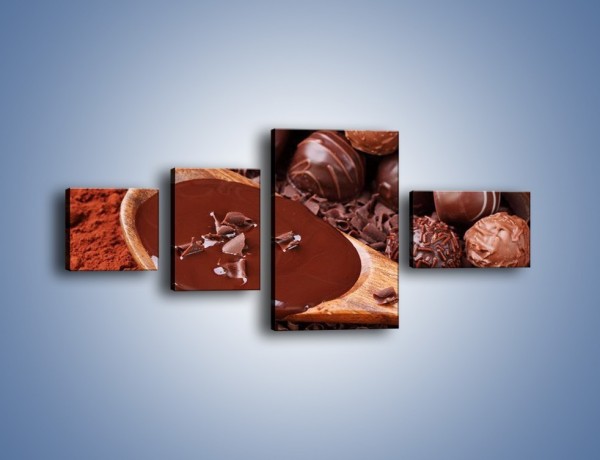 Obraz na płótnie – Praliny w płynącej czekoladzie – czteroczęściowy JN018W5