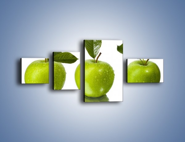 Obraz na płótnie – Świeżo umyte zielone jabłka – czteroczęściowy JN047W5