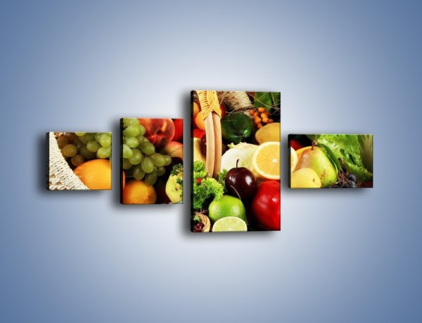 Obraz na płótnie – Kosz pełen owocowo-warzywnego zdrowia – czteroczęściowy JN059W5